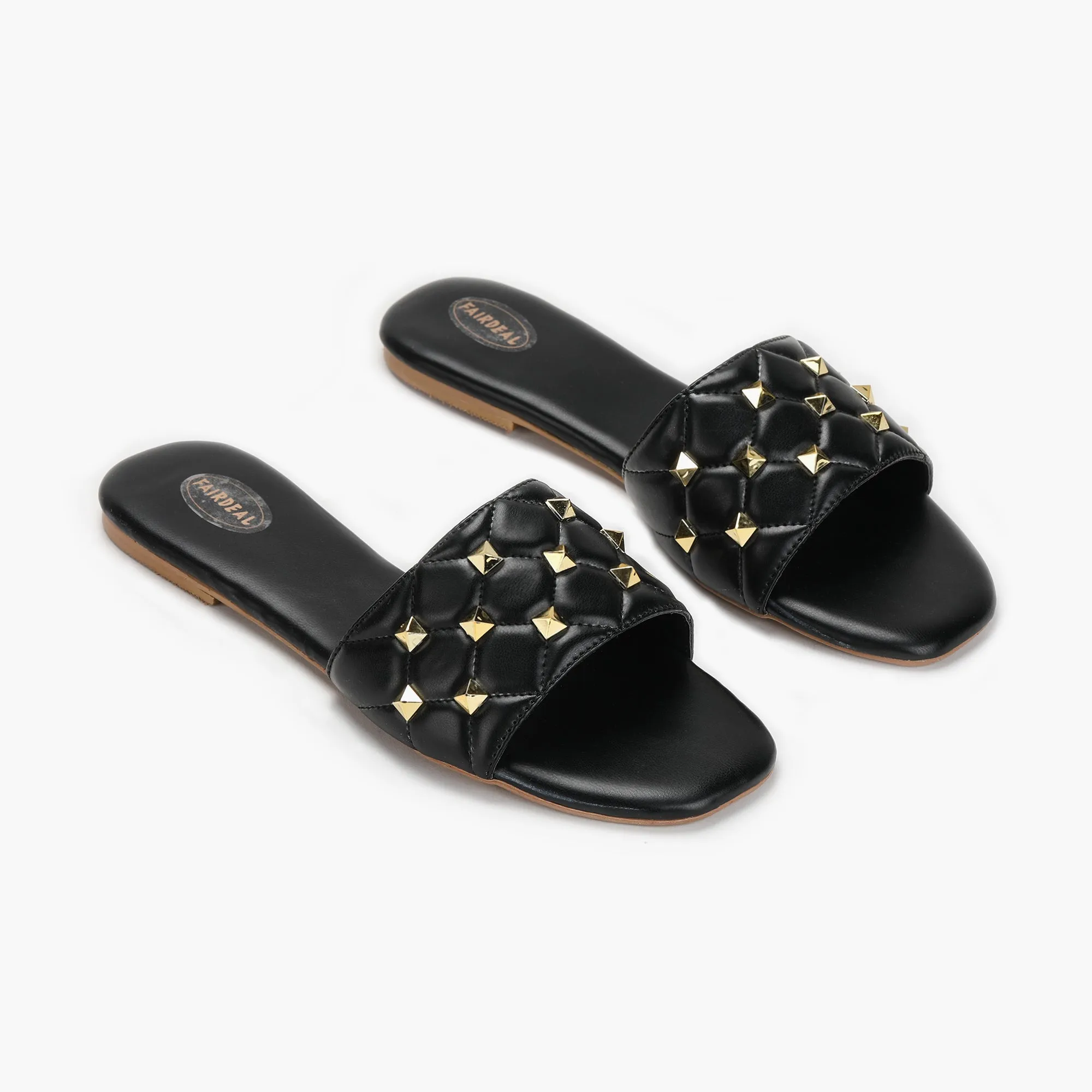 Quilted Studded Slides