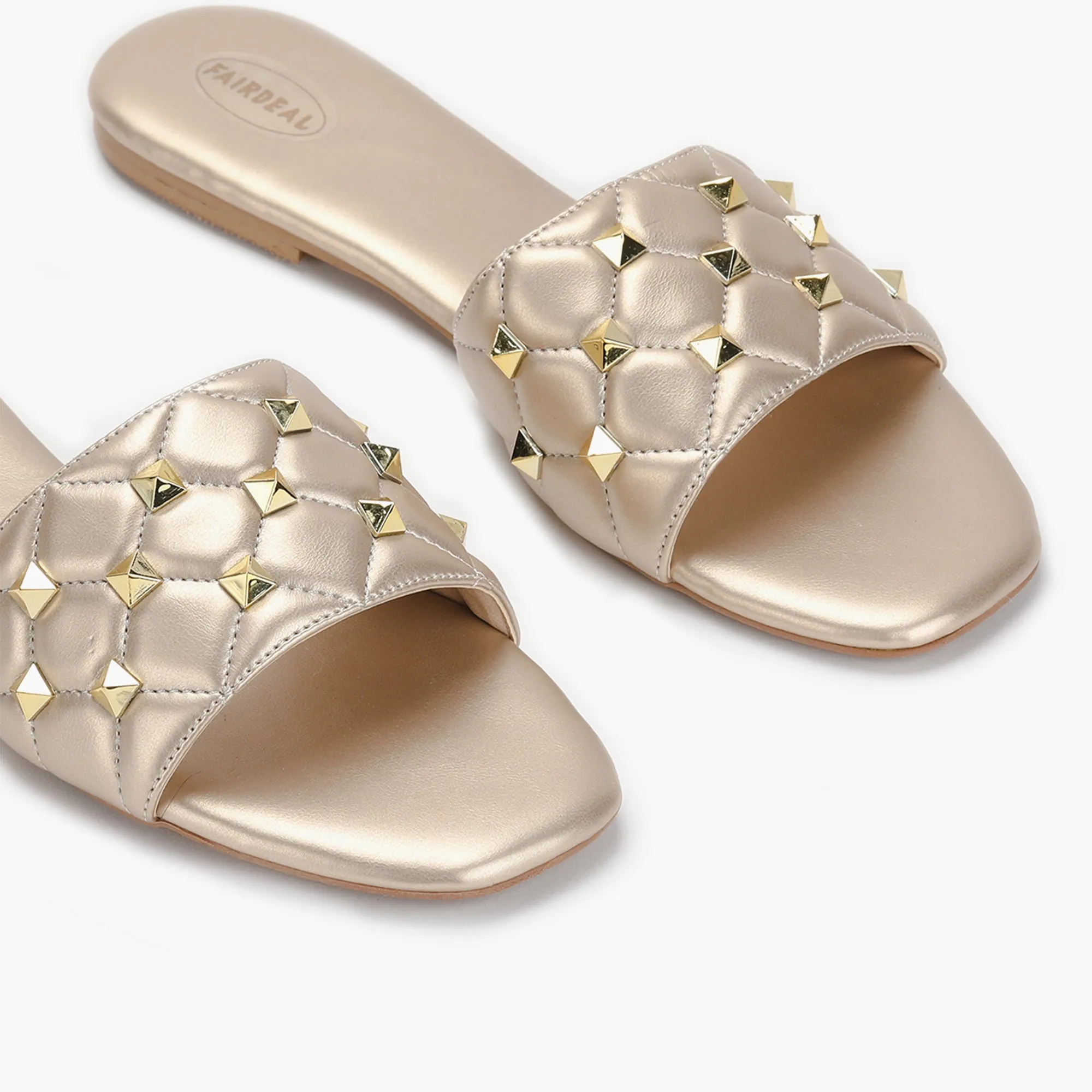 Quilted Studded Slides