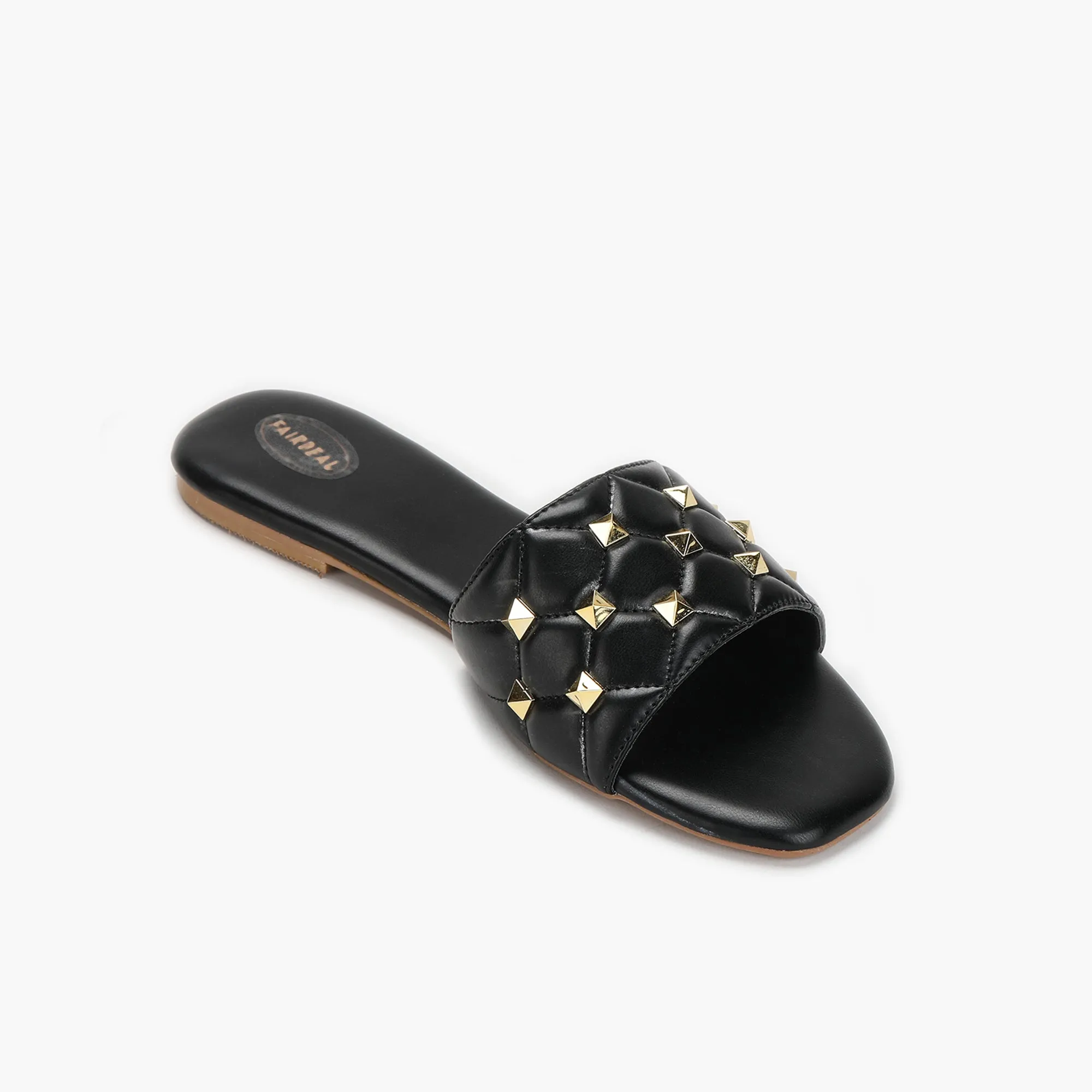 Quilted Studded Slides
