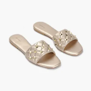Quilted Studded Slides