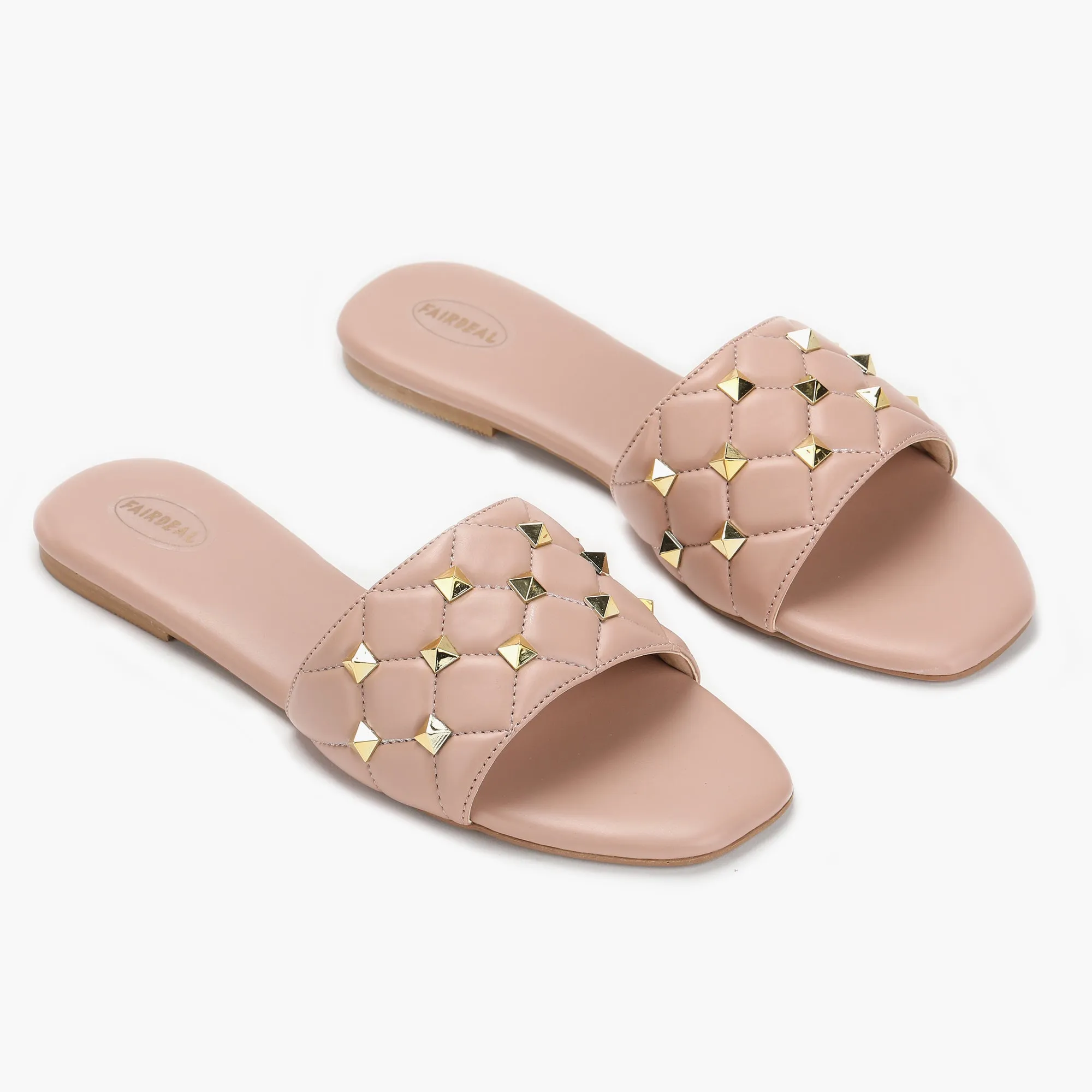 Quilted Studded Slides