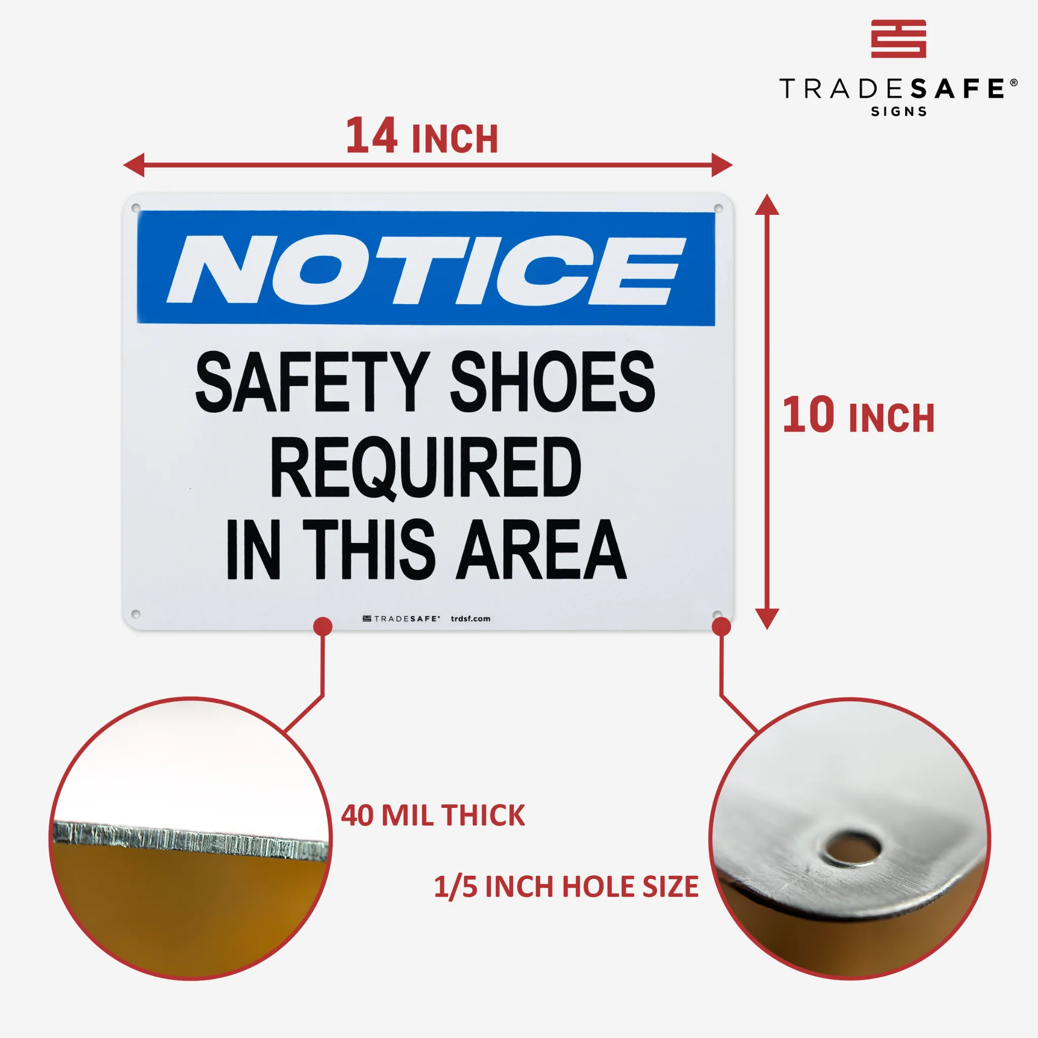 Safety Shoes Required Aluminum Sign