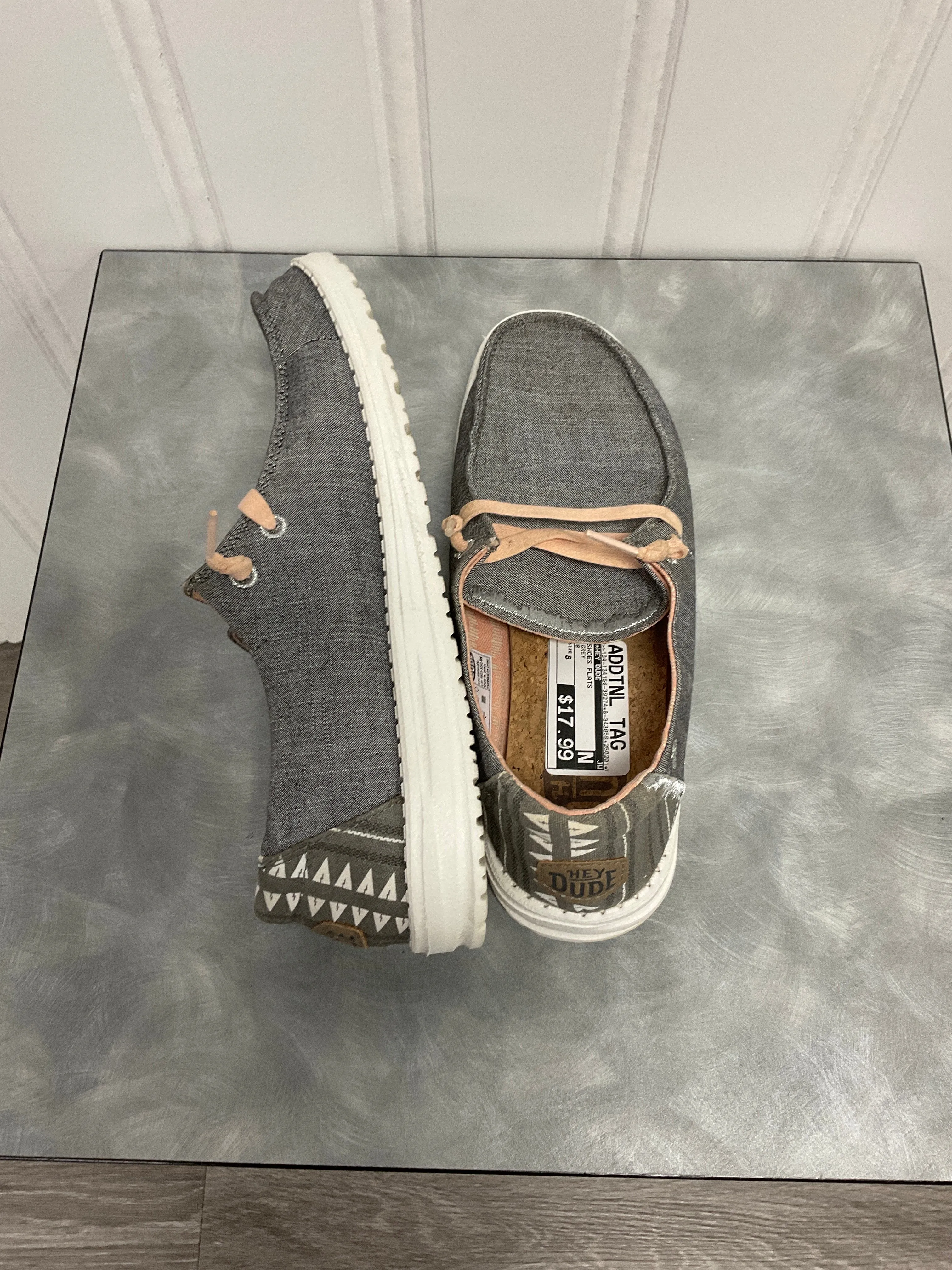 Shoes Flats By Hey Dude In Grey, Size:8