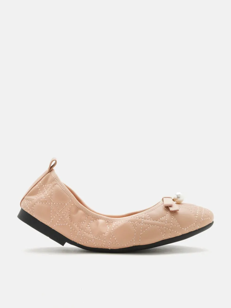 Simona Quilted Bow Pearl Foldable Flats