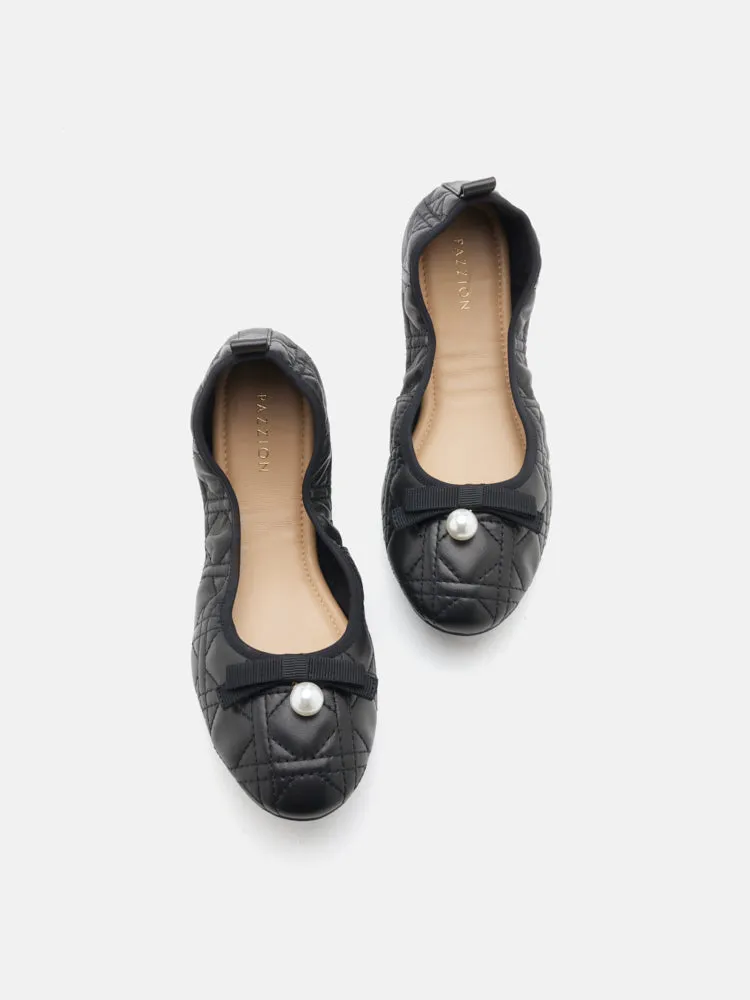 Simona Quilted Bow Pearl Foldable Flats