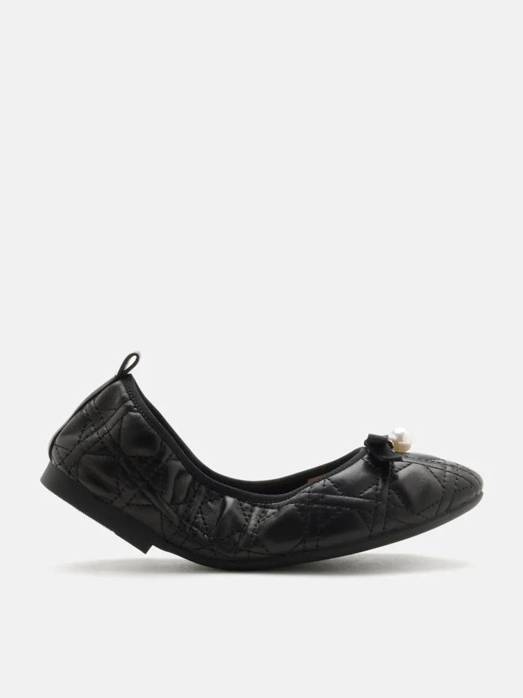 Simona Quilted Bow Pearl Foldable Flats