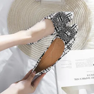 Spring Summer Women Shoes Luxury Brand Women Flats Pointed toe Office Ladies Plaid Shoes Woman Boat Shoes Big Size 42 A924