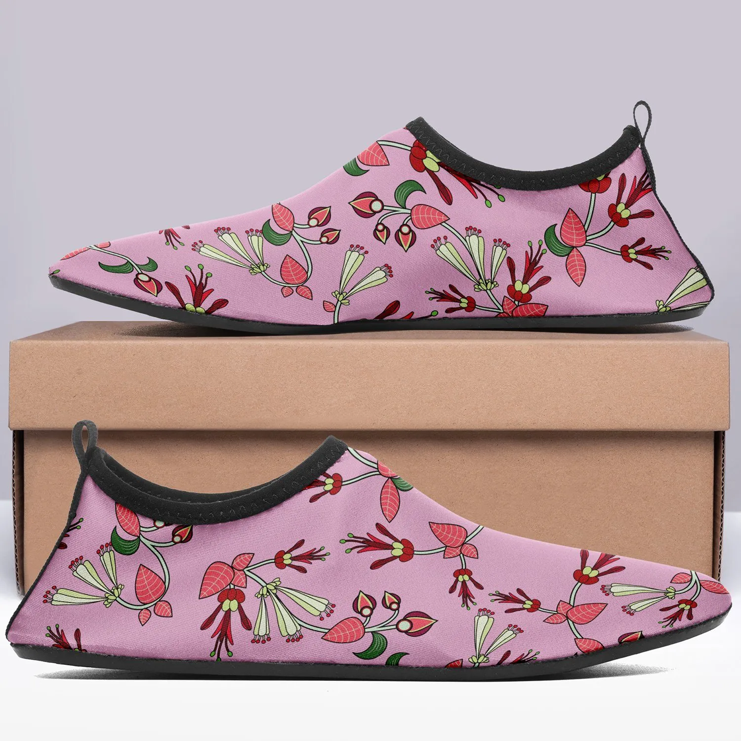 Strawberry Floral Kid's Sockamoccs Slip On Shoes