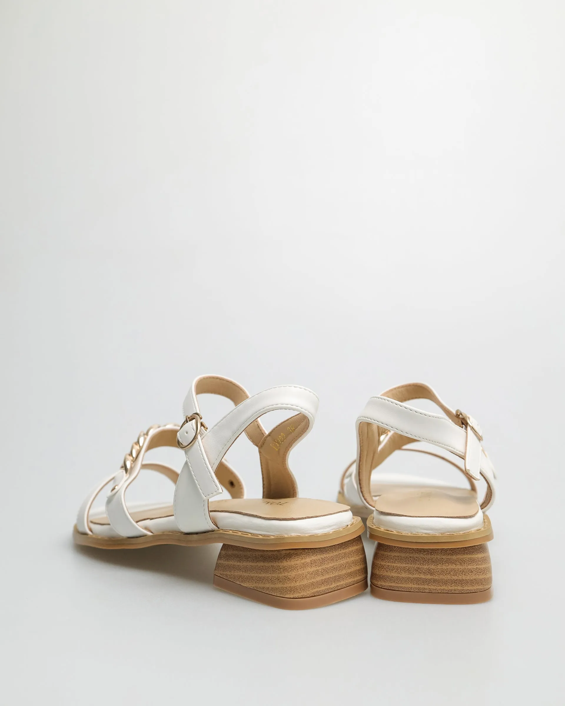 Tomaz YX122 Ladies Gold Chain Slingbacks (White)