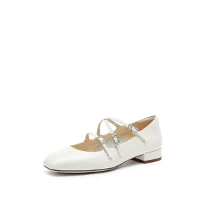White Strappy Patent Mary Jane Flats