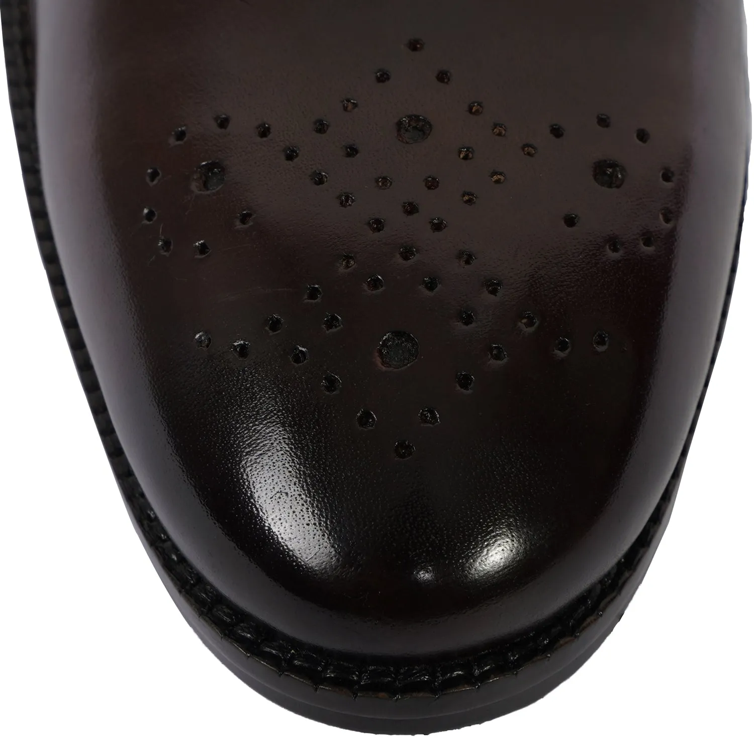 Whole Cut/One Piece Medallion Toe Dark Brown Oxford Lace-up Shoe