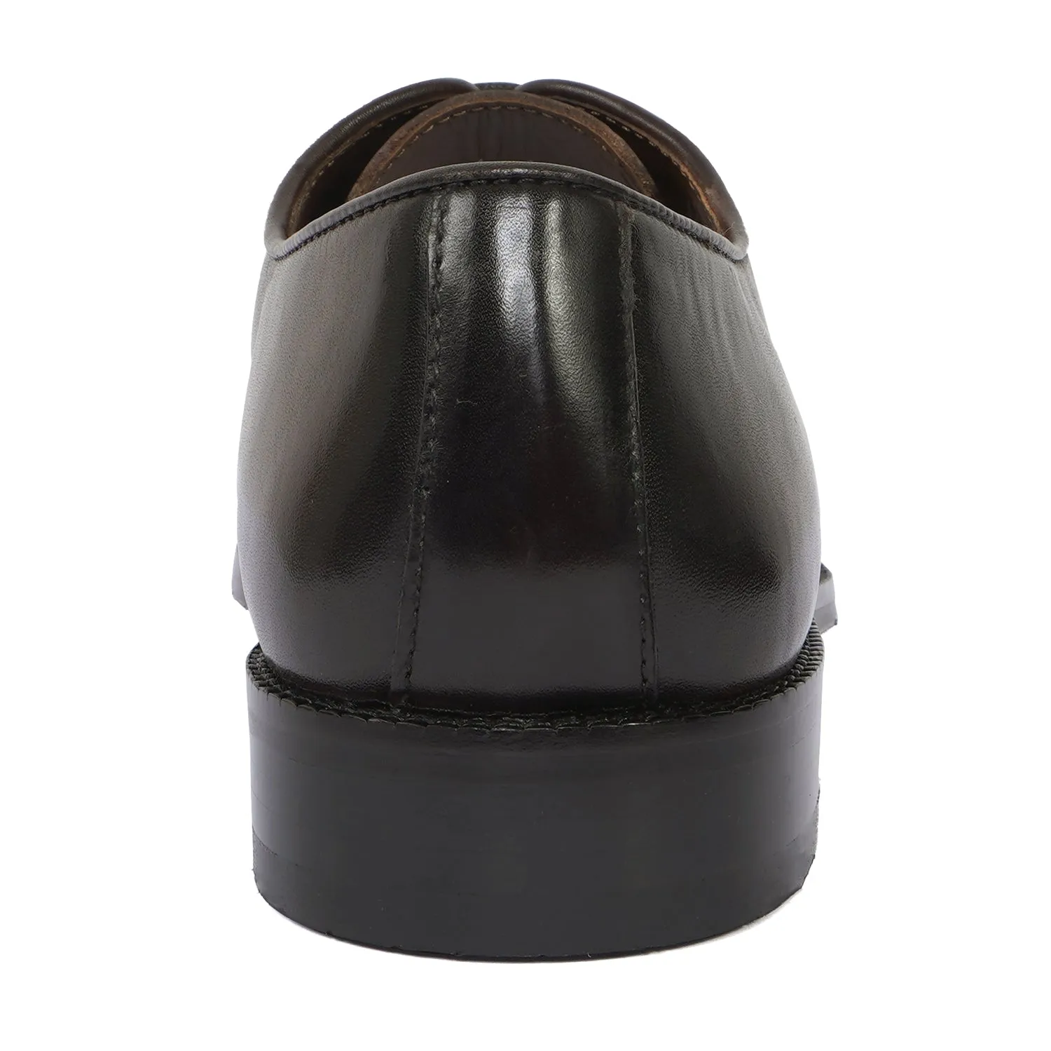 Whole Cut/One Piece Medallion Toe Dark Brown Oxford Lace-up Shoe