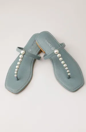Women Slippers -  Flat Sandals - BLUE (WAFF23W-1007 SKY BLUE)