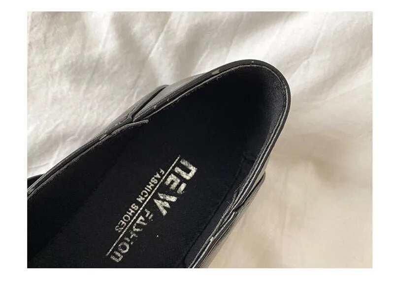 xiangtuibao Vintage Buckle Strap Square Toe Mules Brown Shoes Women Fashion Designer Elegant Black Loafers Casual Wild Spring Platform Flats