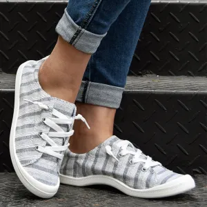 xiangtuibao Women Canvas Shoes Stripe Women Vulcanize Shoes Fashion Casual Shoe Womens Lace Up Flats Women Loafers Size 43 Zapatos Muje