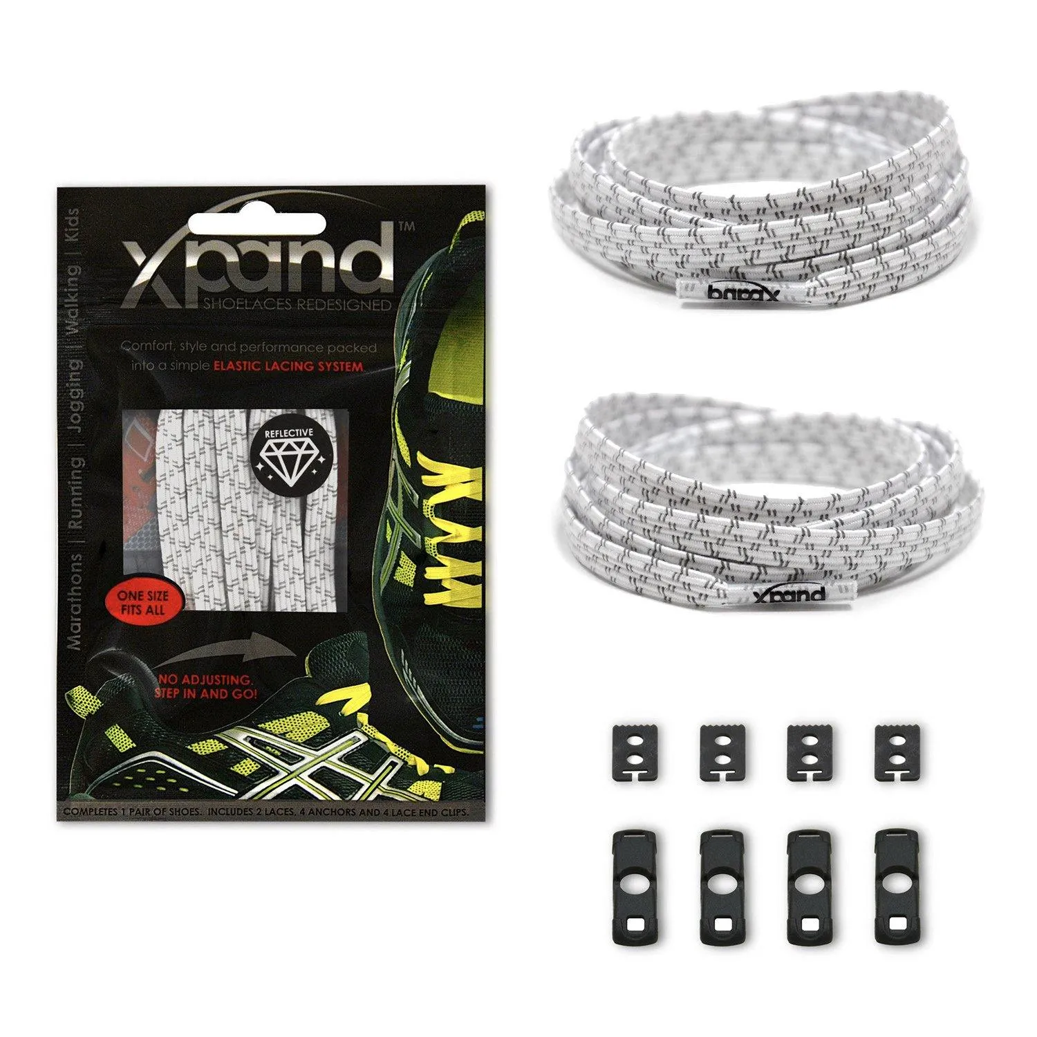 XPand No-Tie Laces (White Reflective)