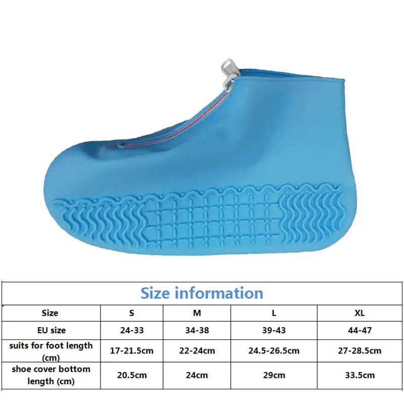 Zipper Reusable Waterproof Non-Slip Overshoes Silicone Rain Cover