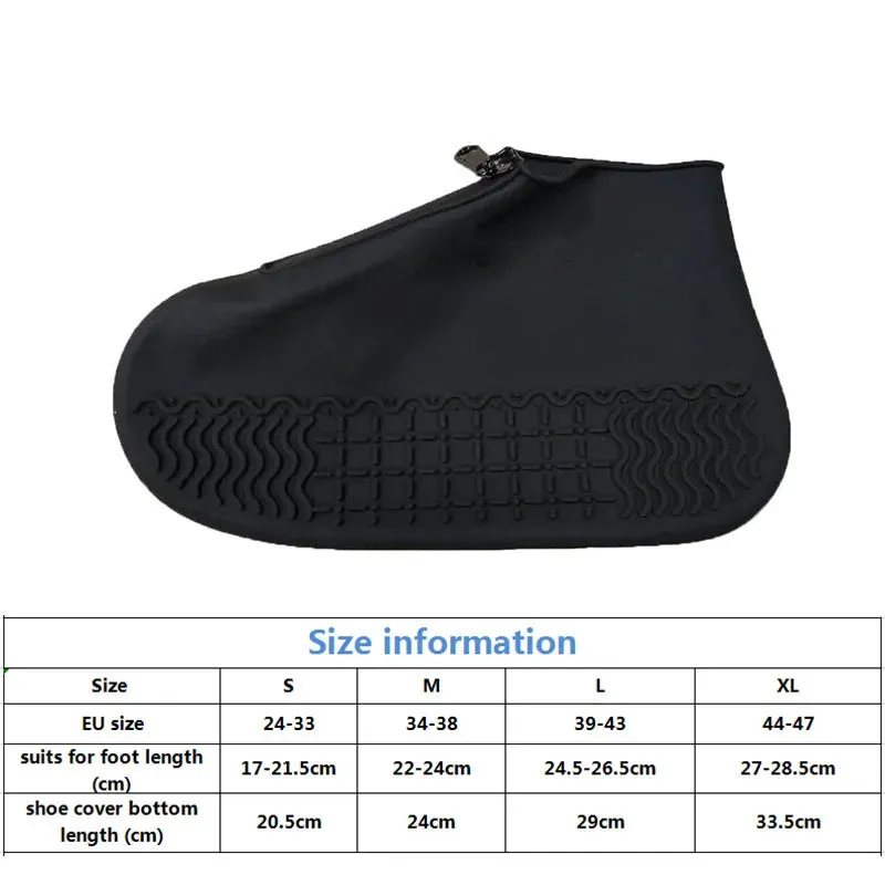 Zipper Reusable Waterproof Non-Slip Overshoes Silicone Rain Cover