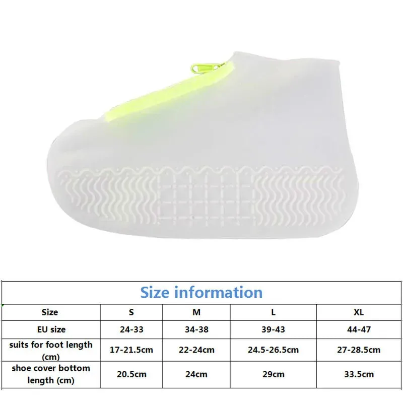 Zipper Reusable Waterproof Non-Slip Overshoes Silicone Rain Cover
