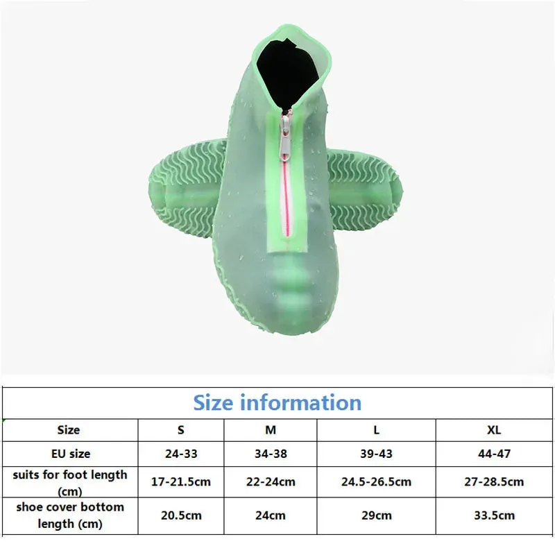 Zipper Reusable Waterproof Non-Slip Overshoes Silicone Rain Cover