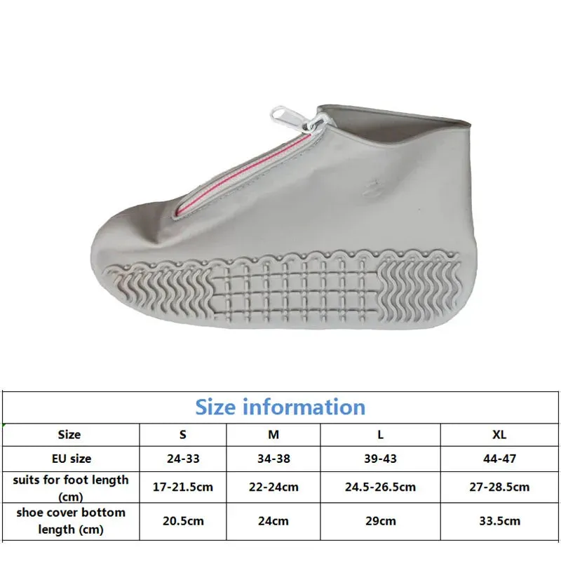 Zipper Reusable Waterproof Non-Slip Overshoes Silicone Rain Cover