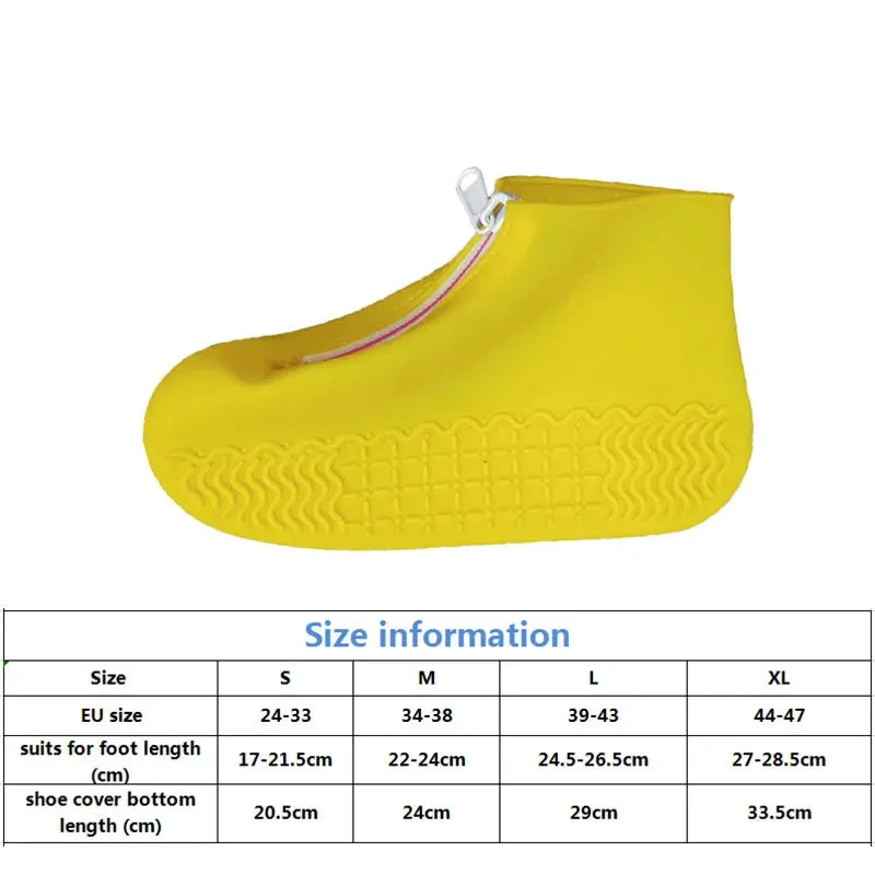 Zipper Reusable Waterproof Non-Slip Overshoes Silicone Rain Cover